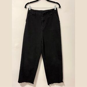 i am gia high waist ankle length raw hem black pants